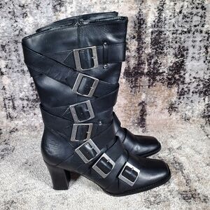 Harley-Davidson Women's Leslie Motorcycle Riding Buckle Strap Black Boots Size 8